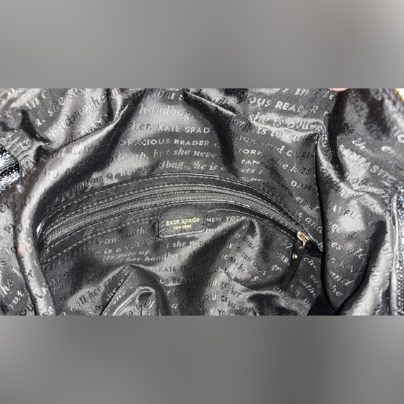 Kate Spade rare STORYBOOK LINING black and silver sequin striped tote bag EUC - Picture 13 of 14